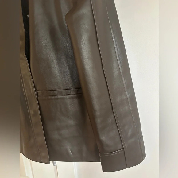 NEW Stine Goya Straight Sleeve Faux Leather Jacket in Chocolate Brown | size XS - Picture 9 of 10
